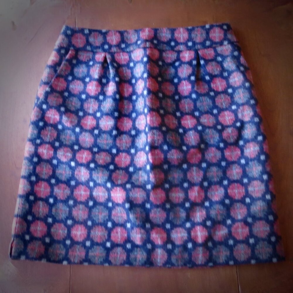 Boden Women's Tweed Skirt US Size 6 Navy Blue and Pink